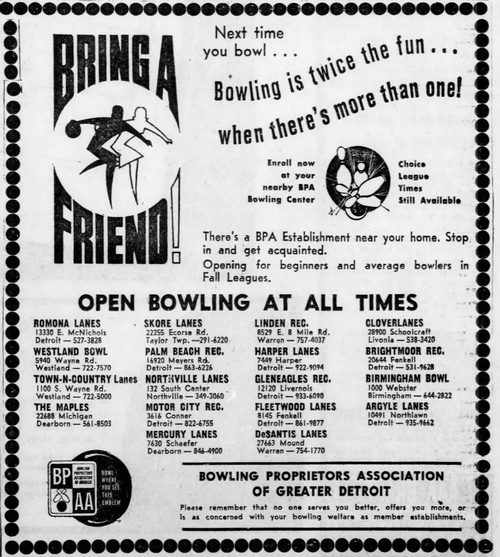 Ambassador Lanes (Argyle Lanes) - Old Ad